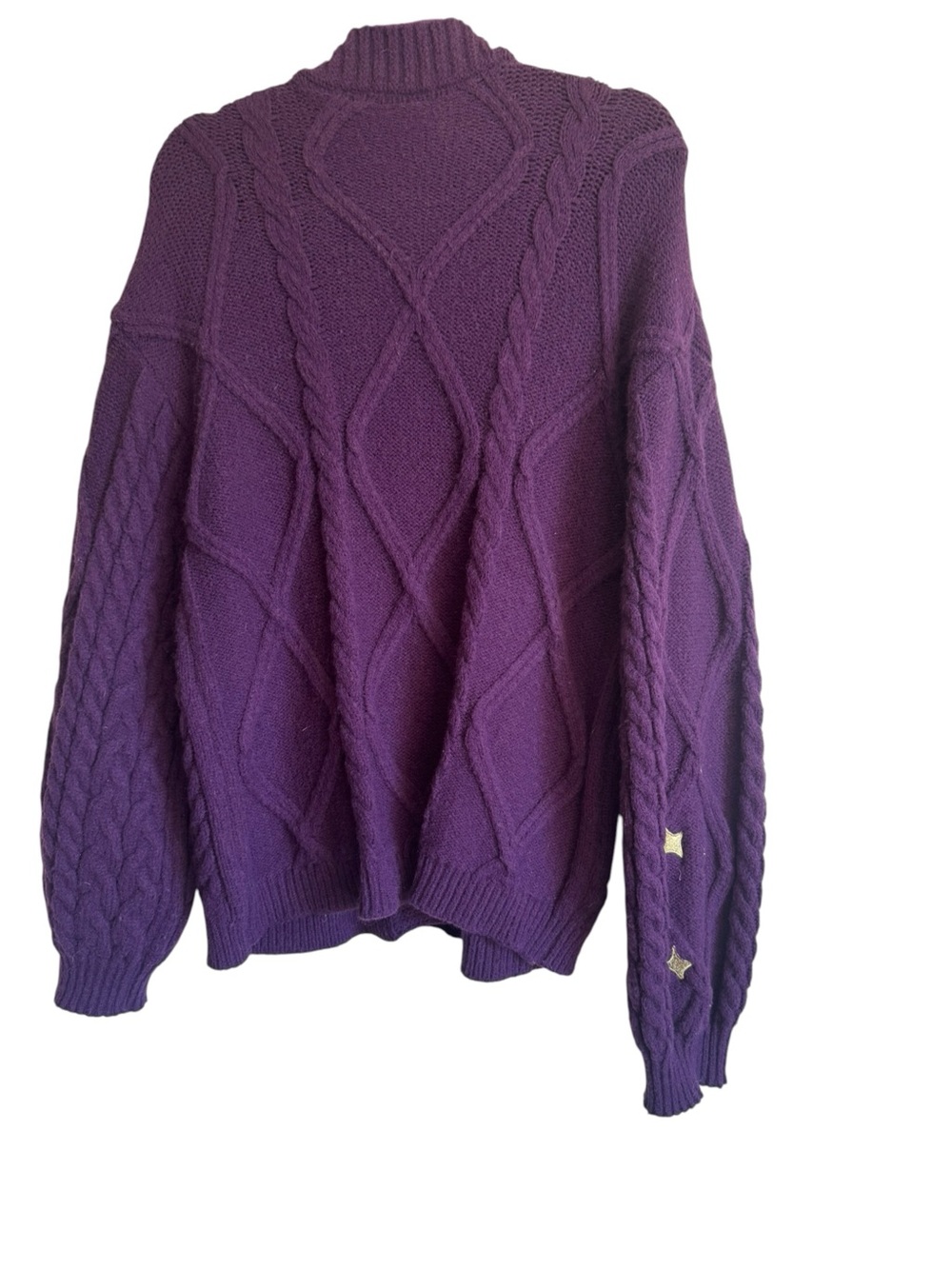 Speak Now Taylor Swift Purple Cable-Knit Star V-Neck Button Cardigan XL/XXL FLAW - Picture 2 of 9